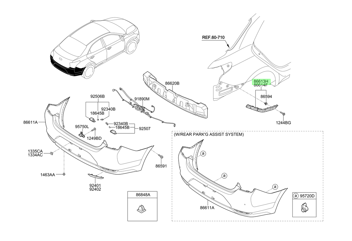 Soporte Lat. Izq. Parach. Tras. Original Para Hyundai Verna
