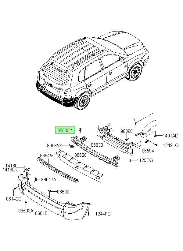 Soporte Sup. Parach. Tras. Original Para Hyundai Tucson