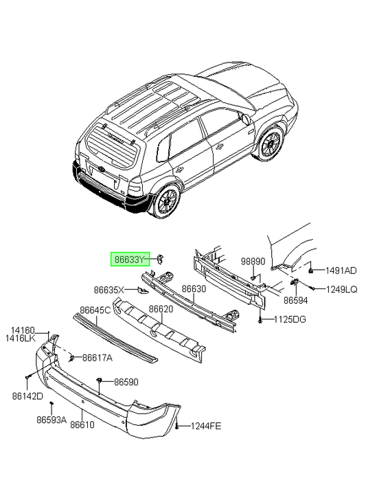 Soporte Sup. Parach. Tras. Original Para Hyundai Tucson