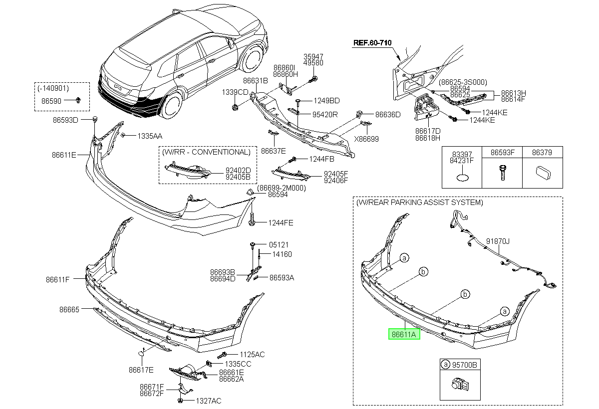 Parachoque Tras. Orig. Para Hyundai Grand Santa Fe 2016-2019