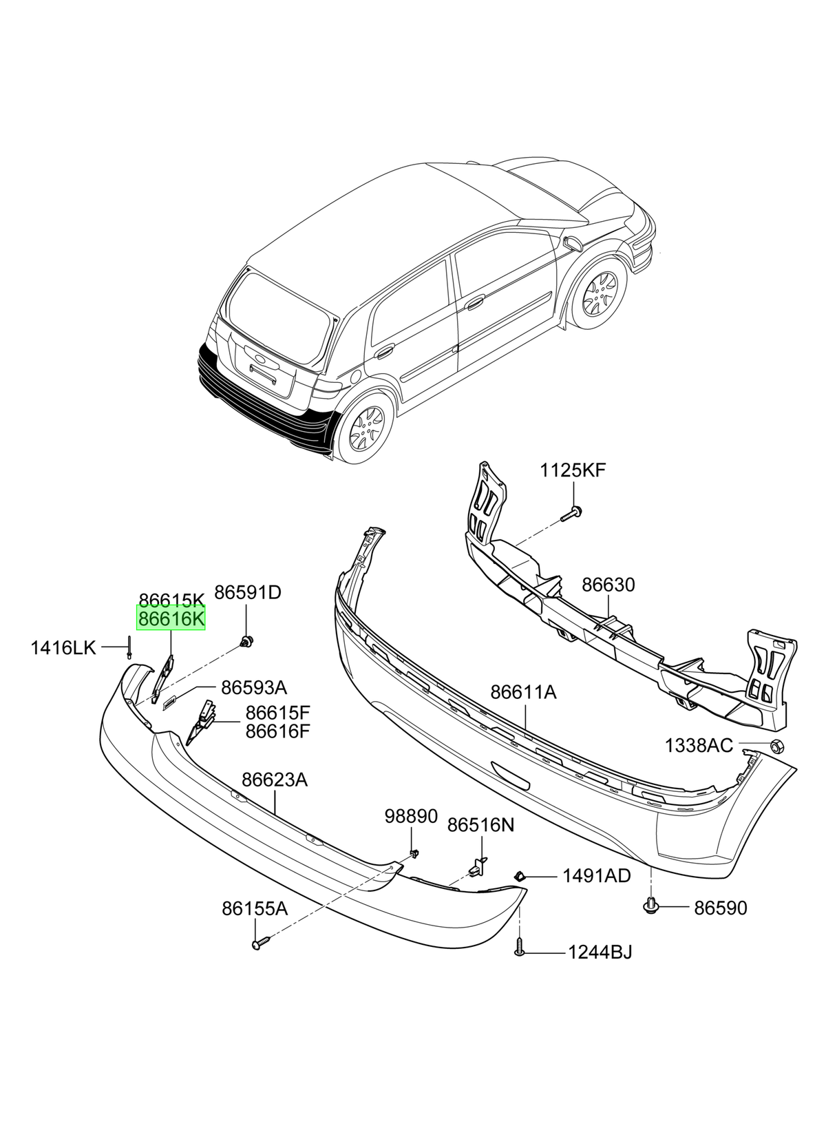 Guia Lateral Der. Tras. Rh Orig. Para Hyundai Getz 2003-2011