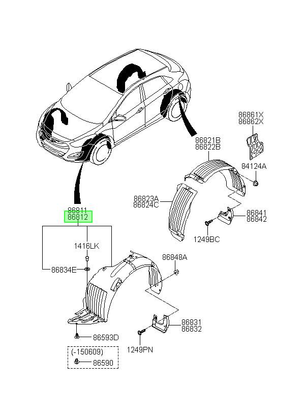 Guardafango Rh Orig. Para Hyundai I30 2013-2017
