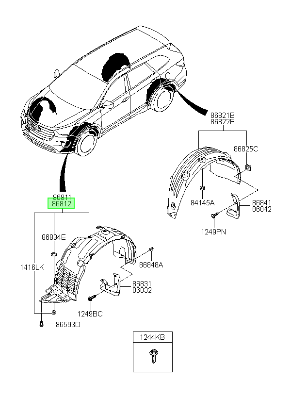 Guardafango Original Para Hyundai Santa Fe 2016-2019
