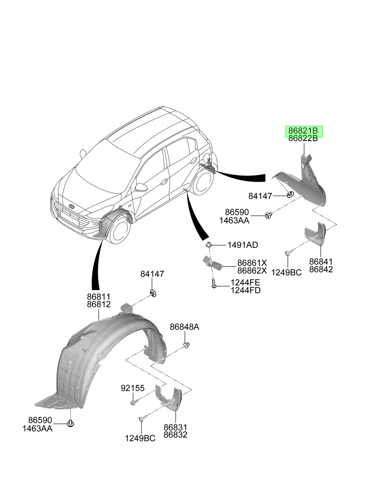 Guardafango Int. Int Orig. Para Hyundai Atos Desde 2020