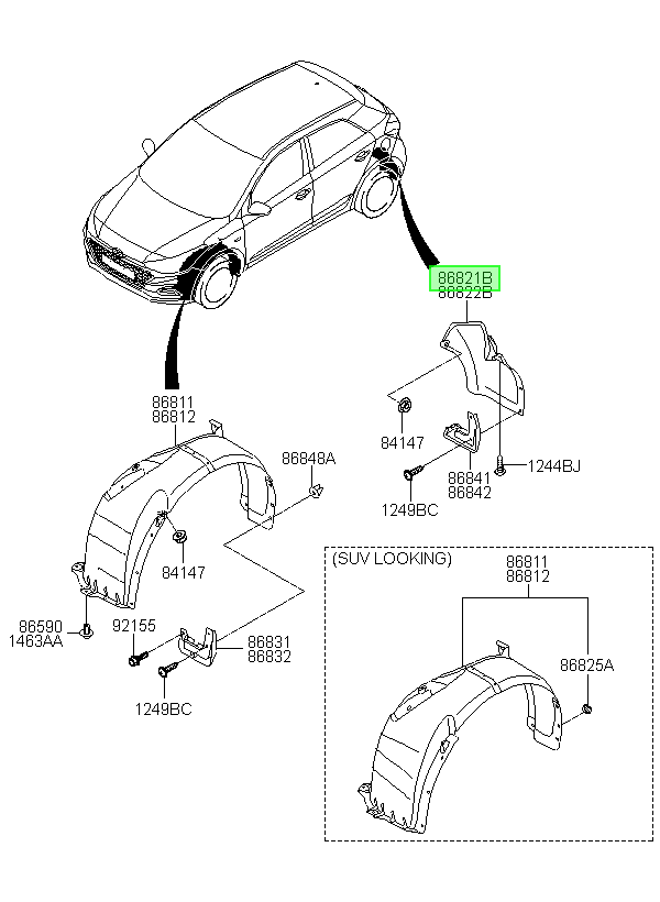 Guardafango Int. Int Orig. Para Hyundai I20 Desde 2017