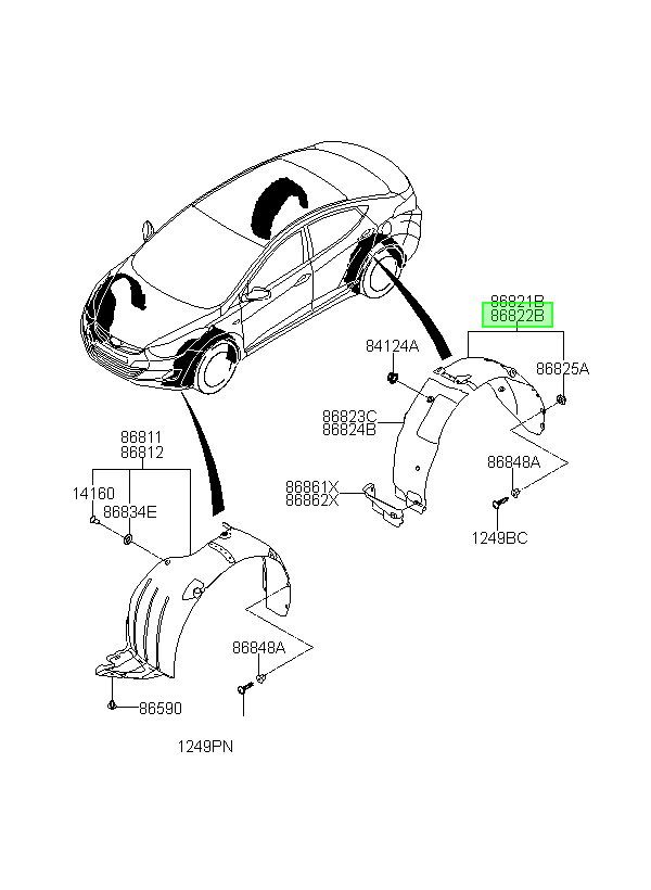Gaurdafango Rh Original Para Hyundai Elantra 2011-2014