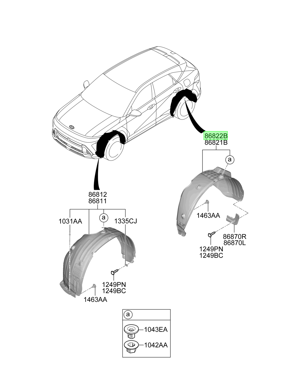 Guardafango Tras. Der. Rh Orig. Para Hyundai Kona 2023-2025