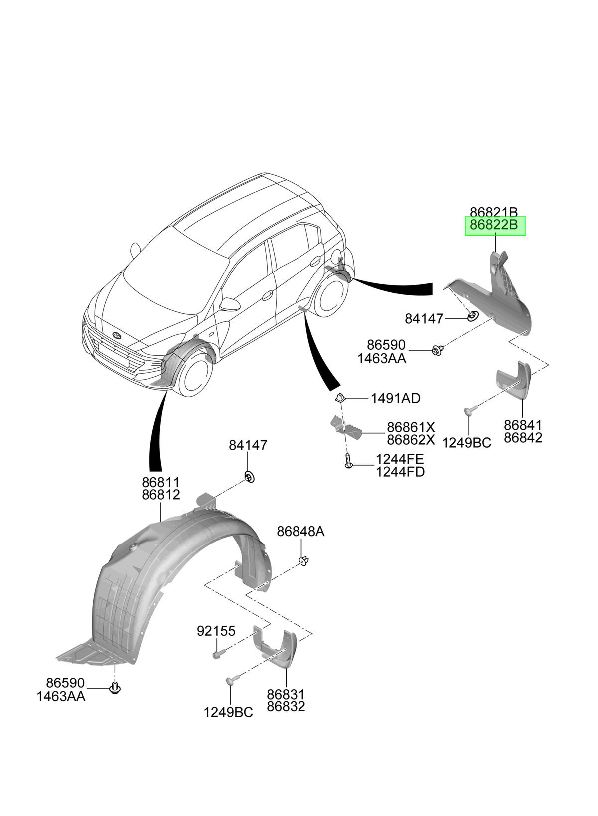 Guardafango Int. Int Orig. Para Hyundai Atos Desde 2020