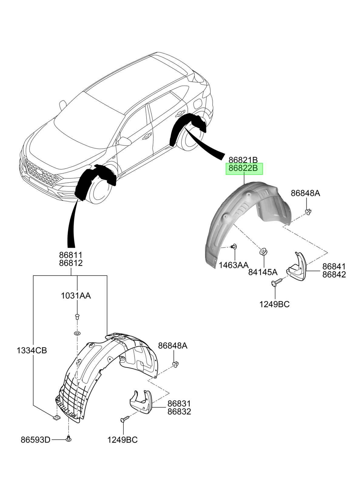 Guardafango Int. Tras. Orig. Para Hyundai Tucson 2018-2025
