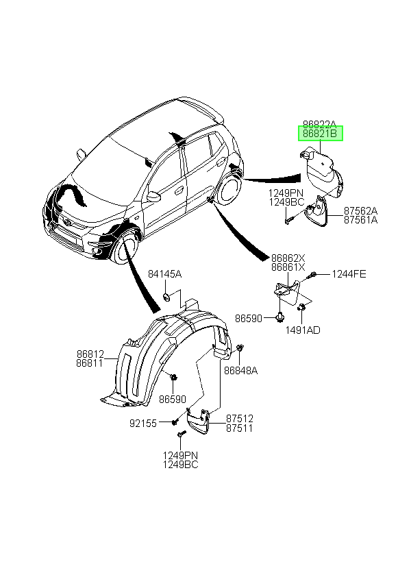 Guardafango Lh I10 Tras. Lh Orig. Para Hyundai 2010-2015