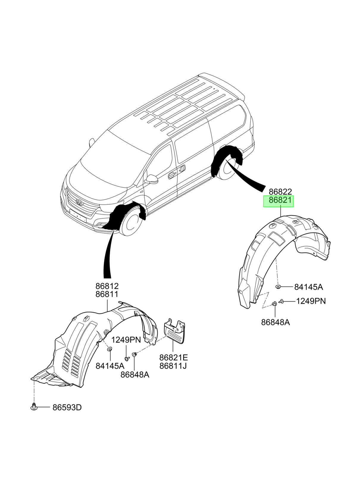 Guardafango Int. Lh Int Orig. Para Hyundai H1 Desde 2007