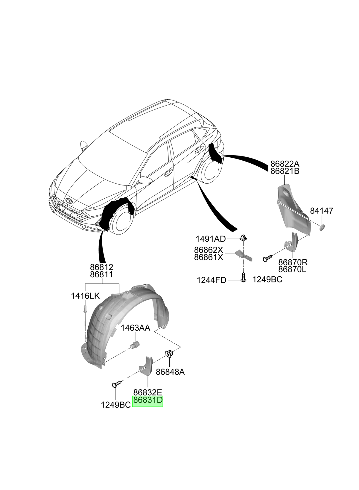 Guardafango Del. Izq. Lh Original Para Hyundai I20 2020-2025