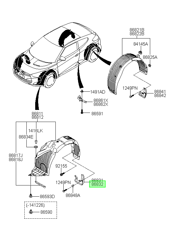 Faldin Del Veloster Del. Rh Orig. Para Hyundai 2011-2018