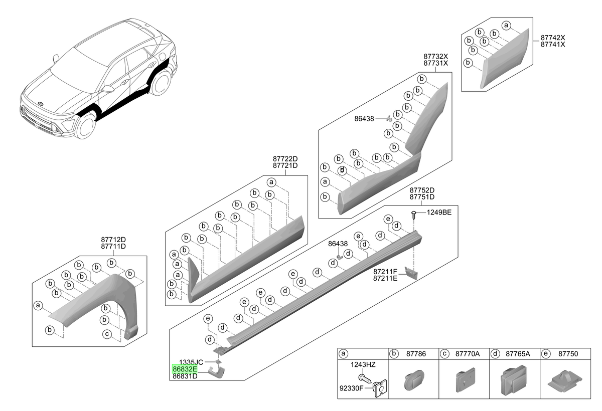 Aleta Guard. Del. Der. Rh Orig. Para Hyundai Kona 2018-2025