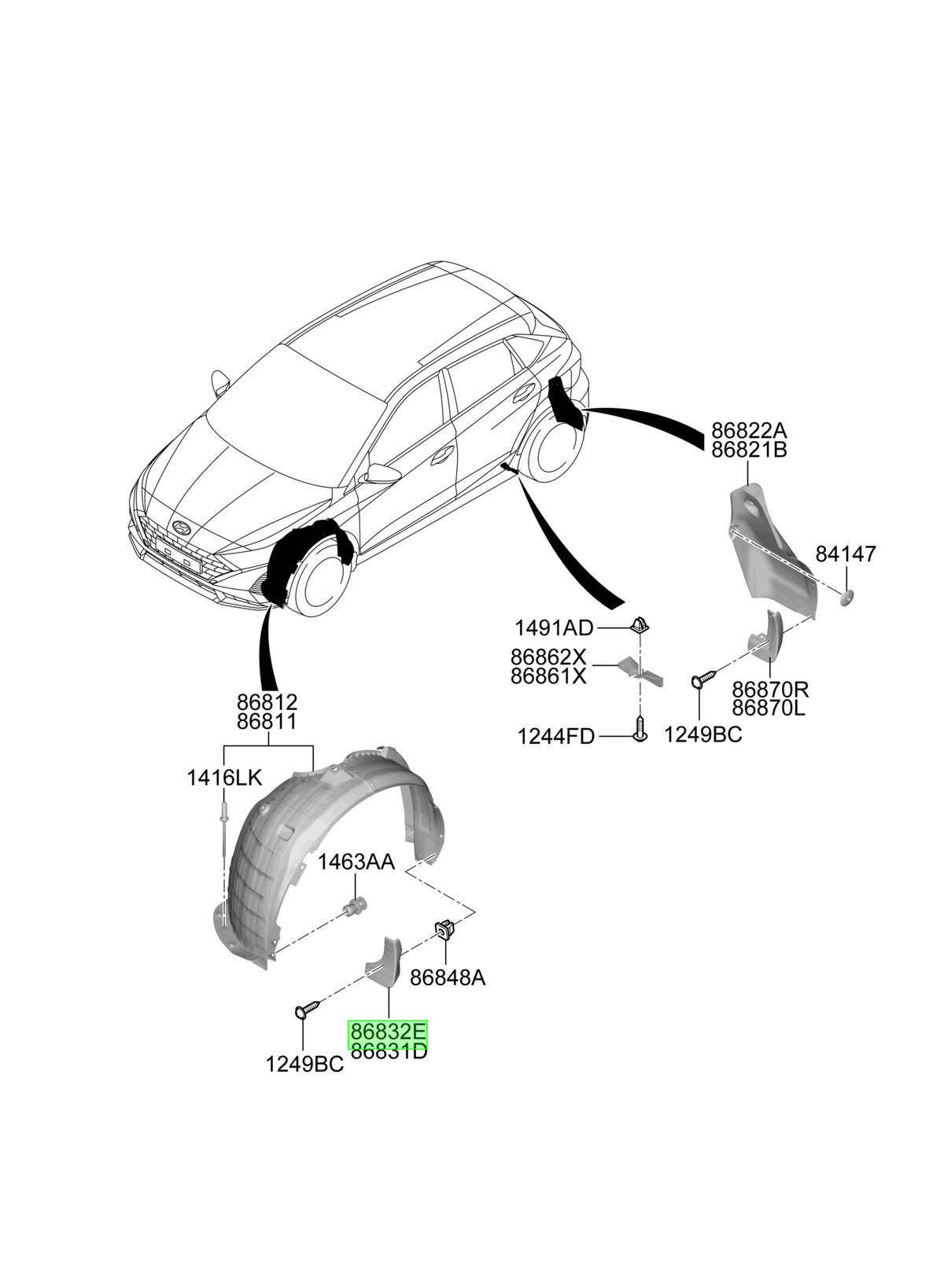 Aleta Guardafango Del. Der. Orig. Para Hyundai I20 2020-2025