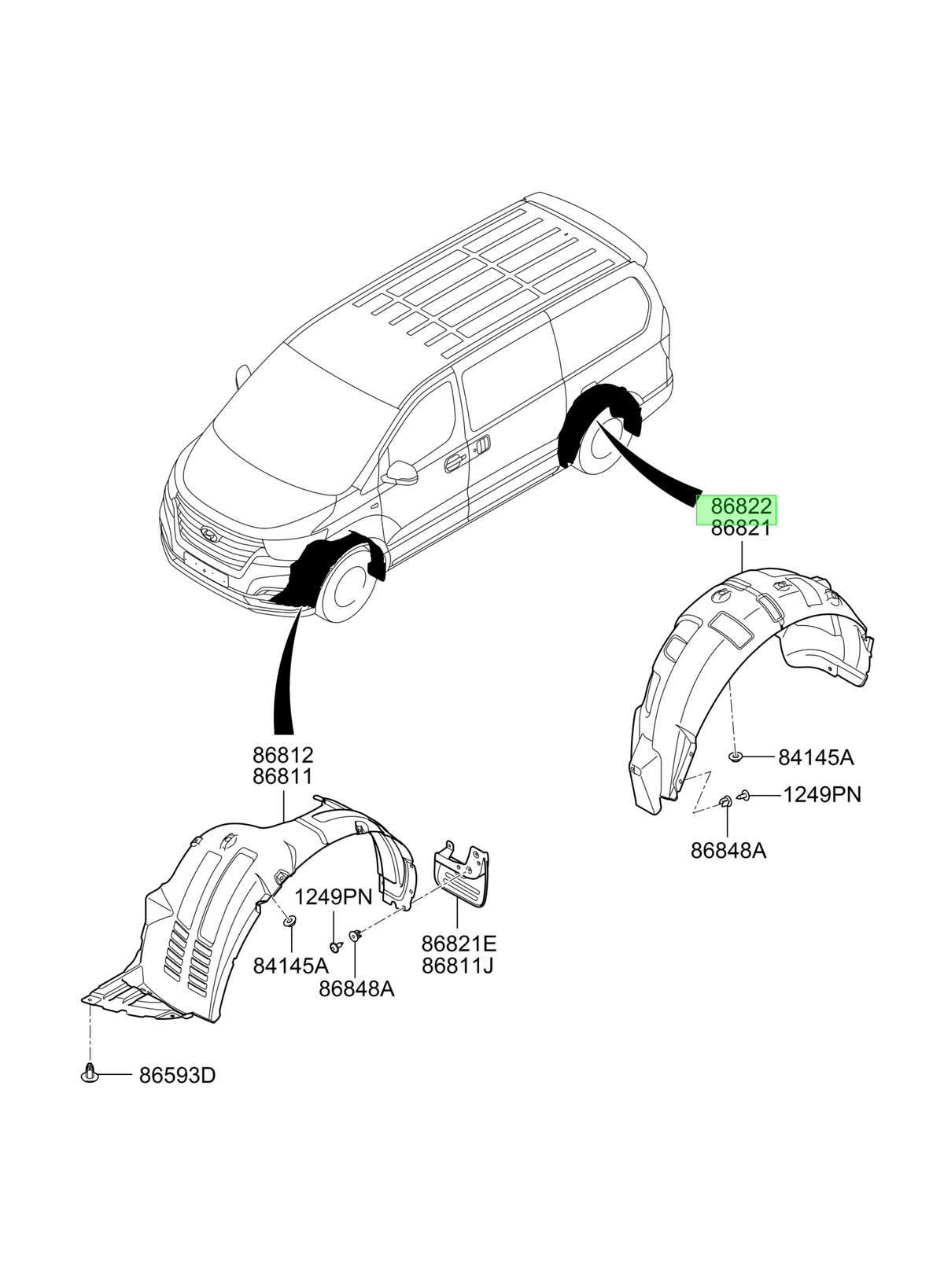 Guardafango Int. Tras. Original Para Hyundai H1 2018-2023