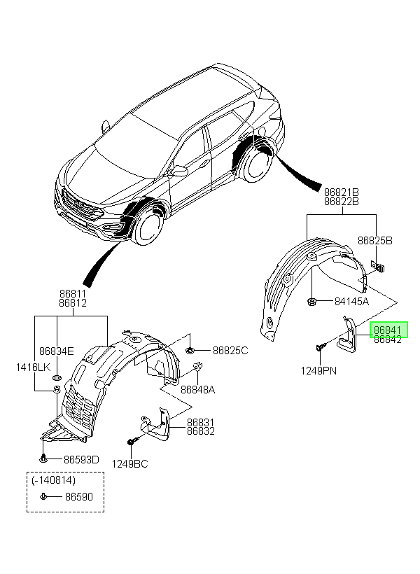 Aleta Tapab Tras. Lh Orig. Para Hyundai Santa Fe 2013-2018
