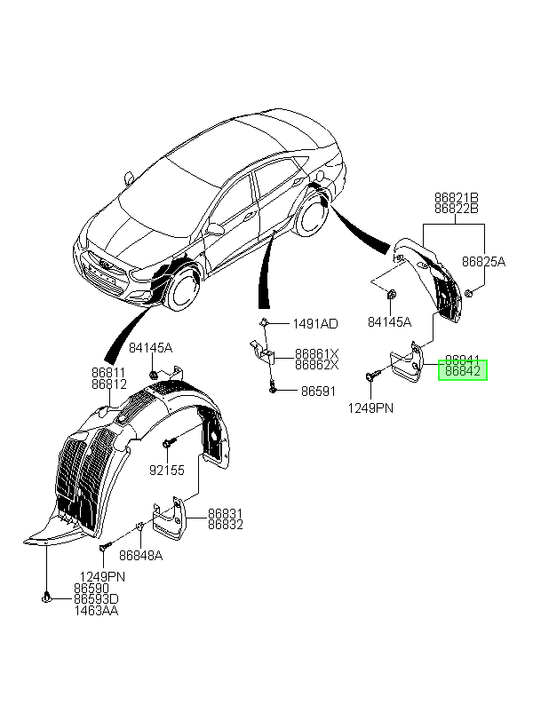 Aleta Guardafango Tras. Der. Original Para Hyundai Accent