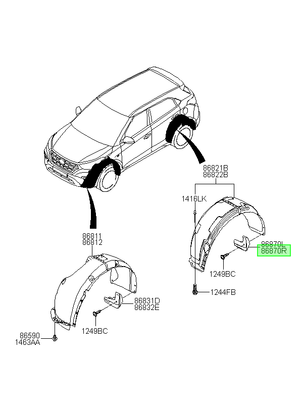 Guardafango Der. Rh Orig. Para Hyundai Creta Desde 2016