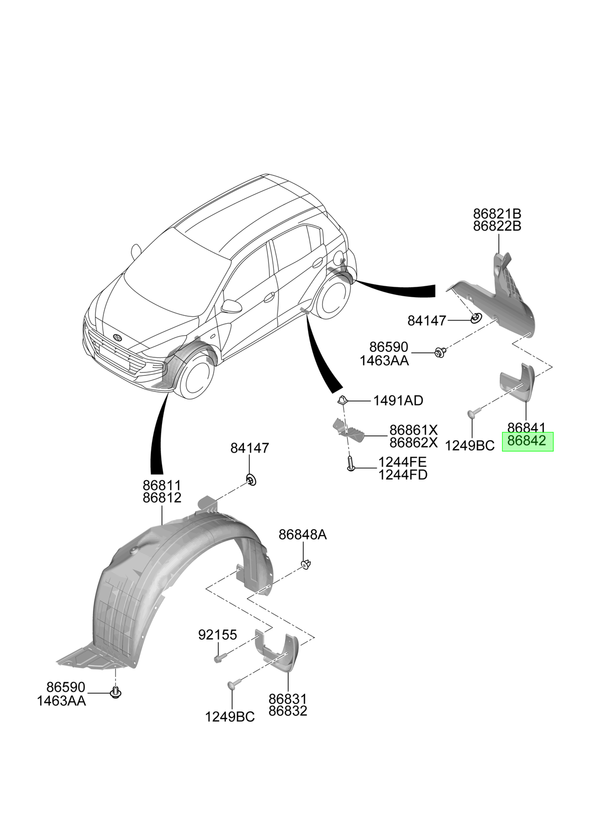 Guardafango Rh Orig. Para Hyundai Atos Desde 2020