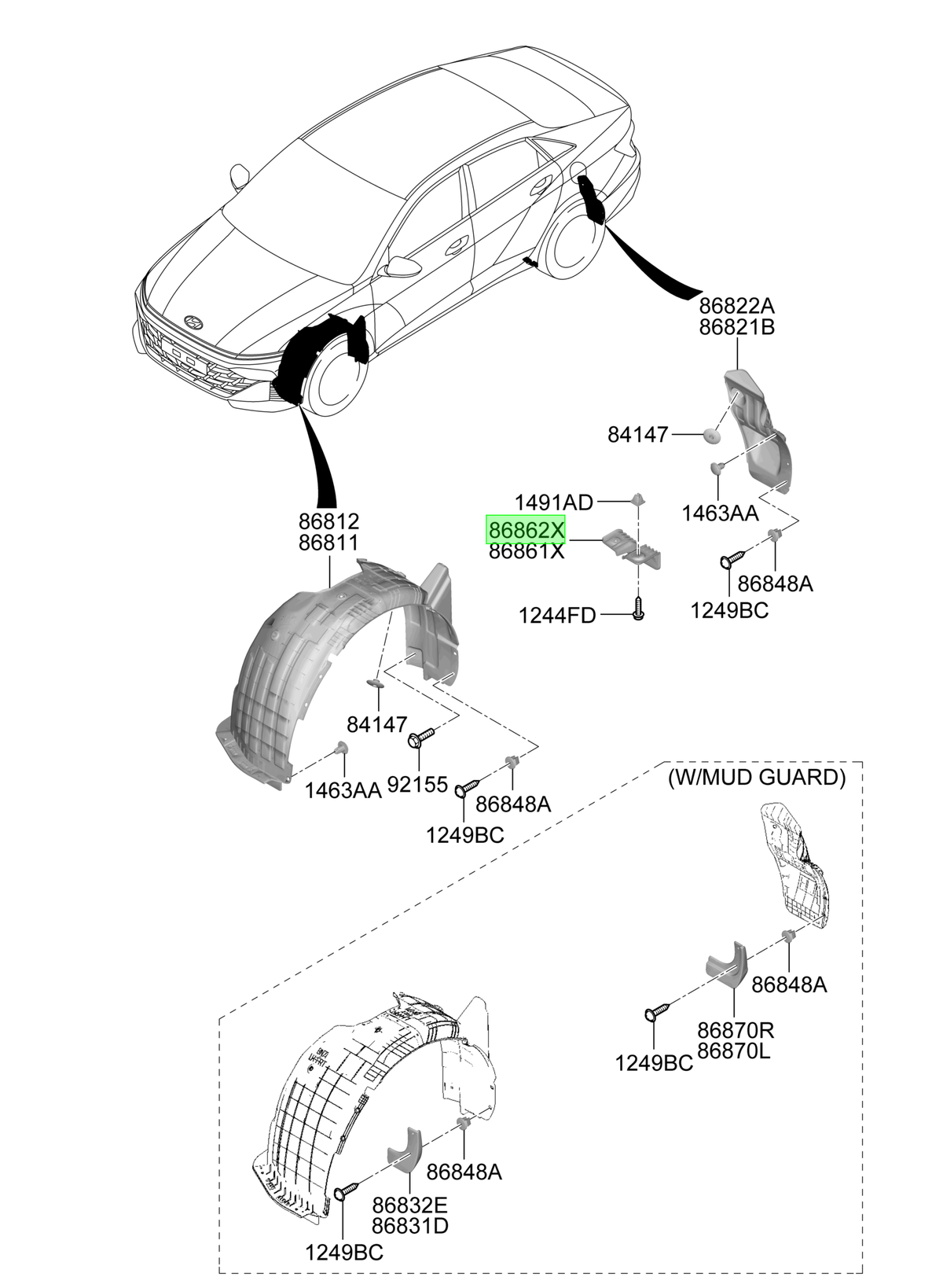 Guardafango Tras. Der. Rh Original Para Hyundai Accent