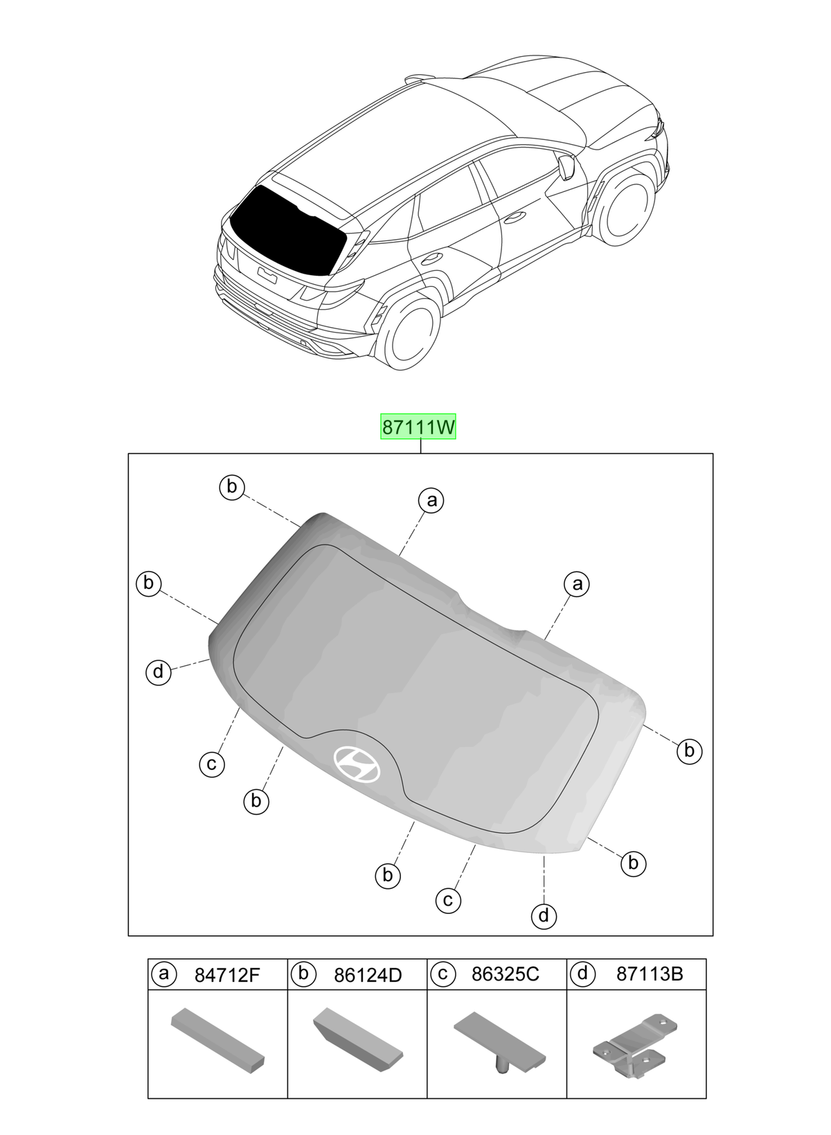 Luneta Tras. Original Para Hyundai Tucson 2024-2025