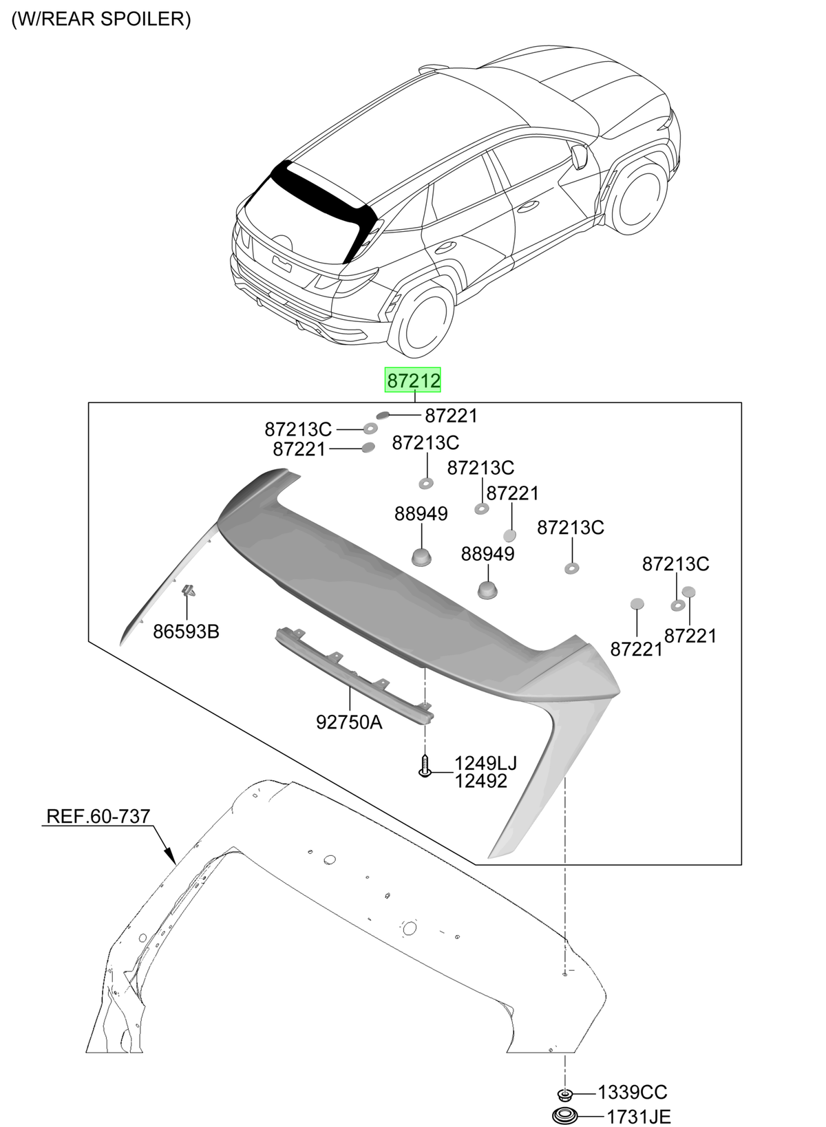 Spoiler Original Para Hyundai Tucson 2021-2025