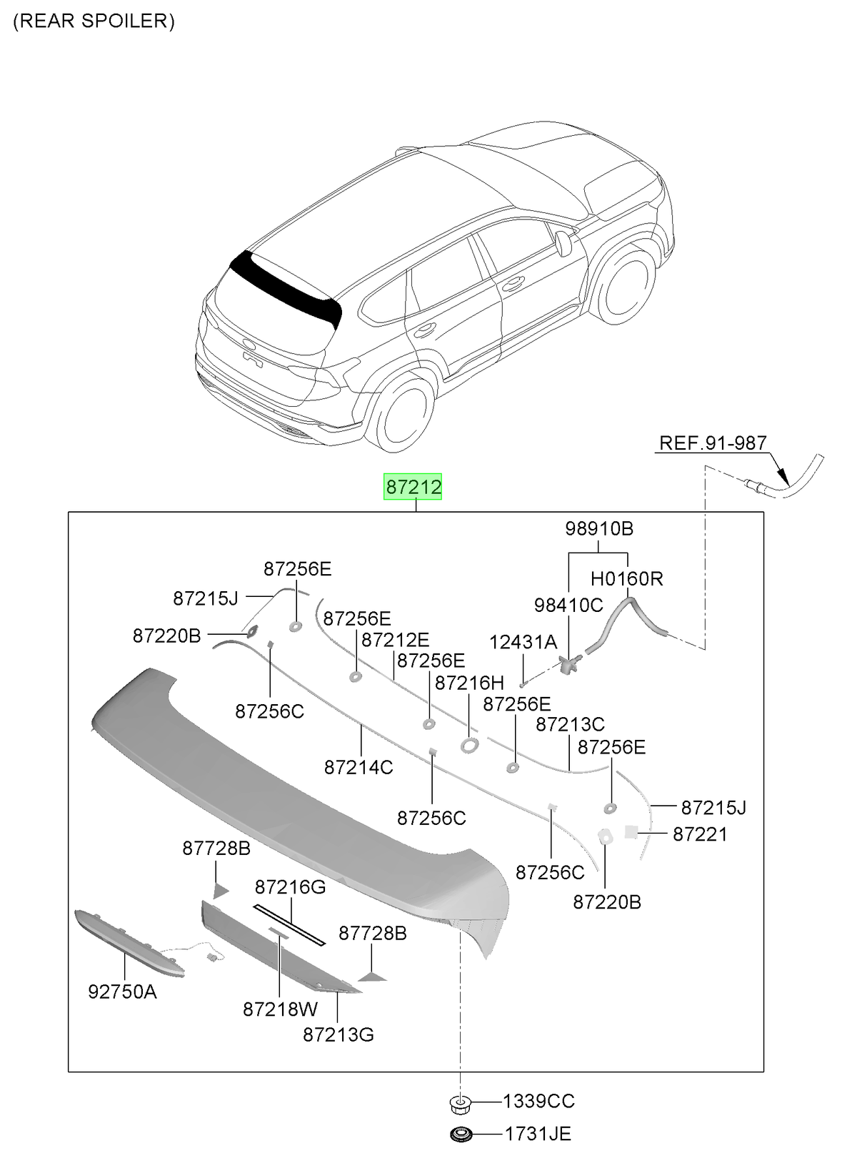 Spoiler Orig. Para Hyundai Santa Fe Desde 2018