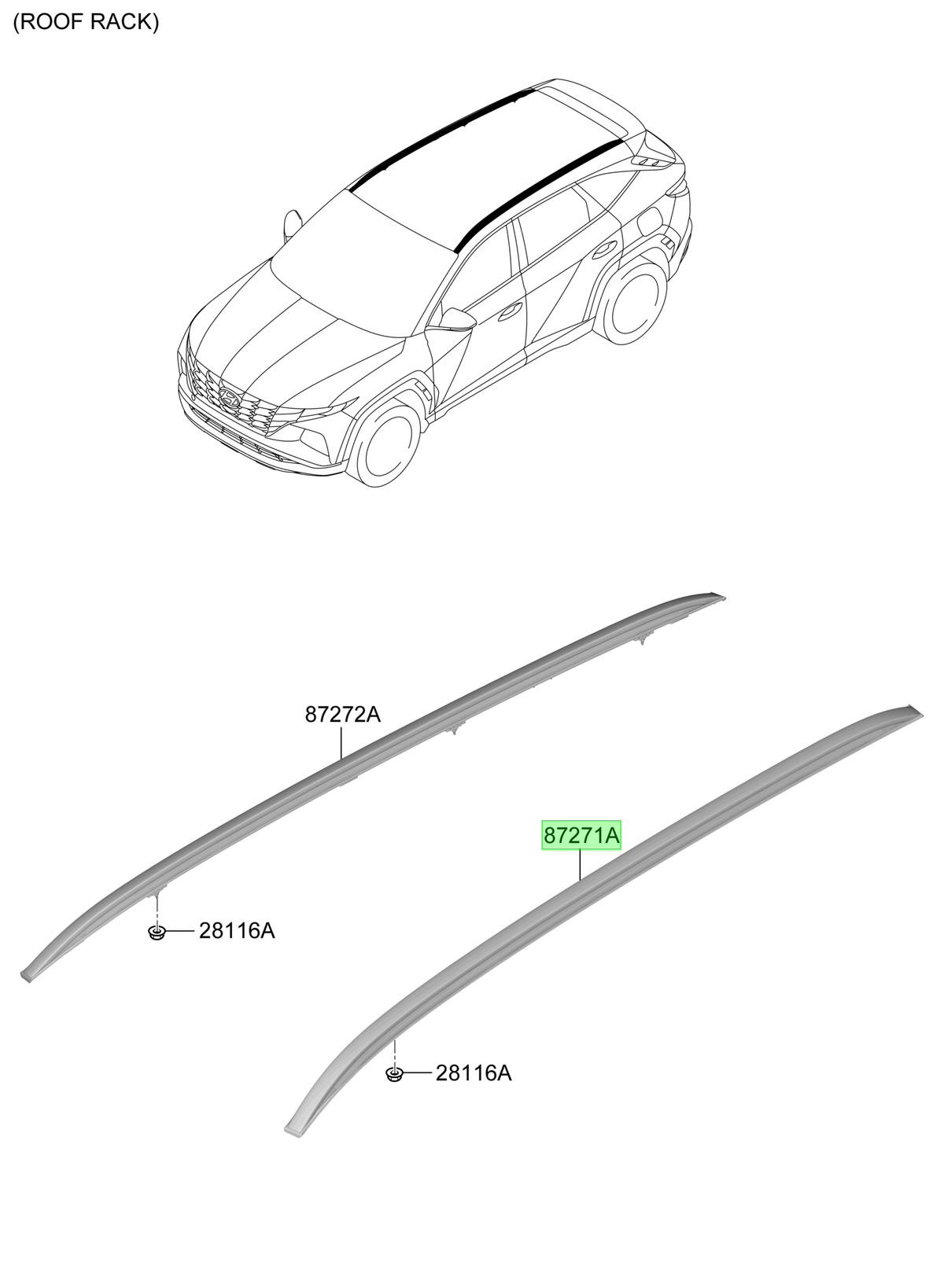 Barra Techo Izq. Lh Original Para Hyundai Tucson 2021-2025