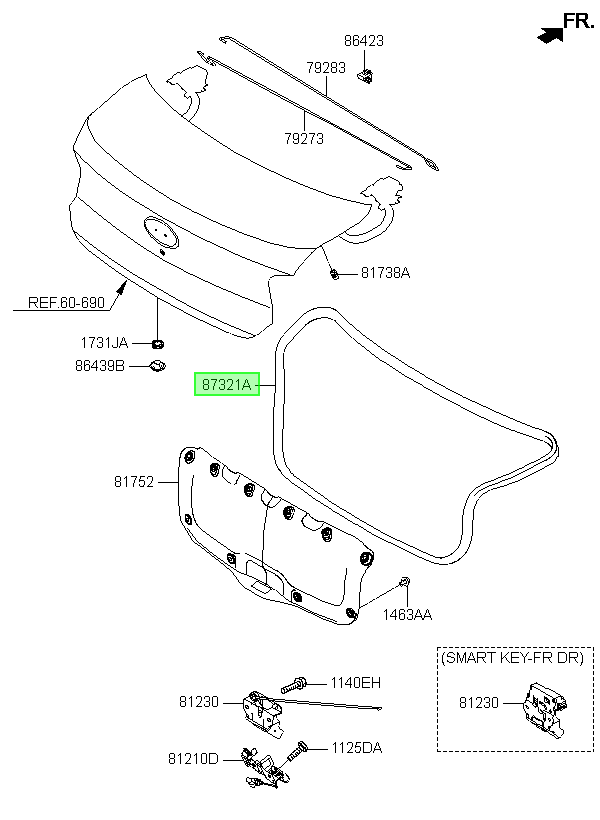 Goma Tapa Maleta Orig.para Hyundai Verna 2020 2023
