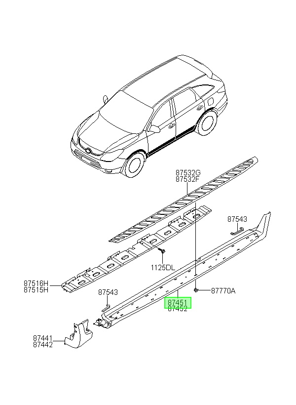 Base Pisadera Lh Orig. Para Hyundai Veracruz 2007-2013