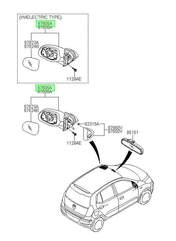 Espejo Lh Orig. Para Hyundai Grand I10 2010-2015