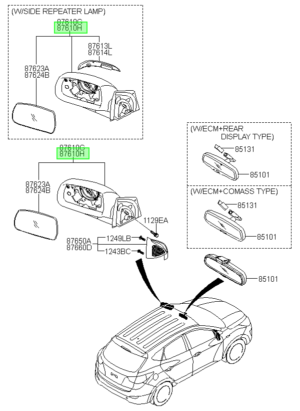 Espejo Tucson Lh Orig. Para Hyundai 2011-2014