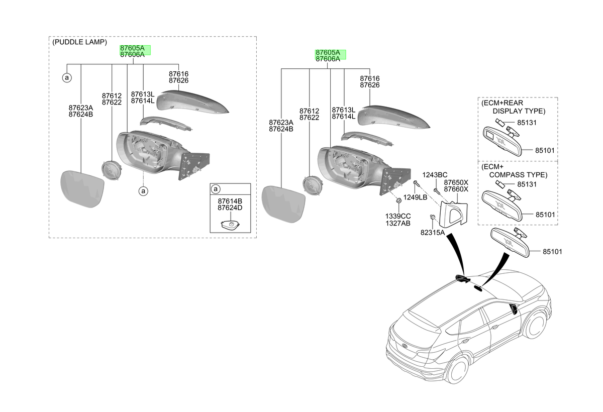 Espejo Ext. Lh Ext Orig. Para Hyundai Santa Fe 2013-2018