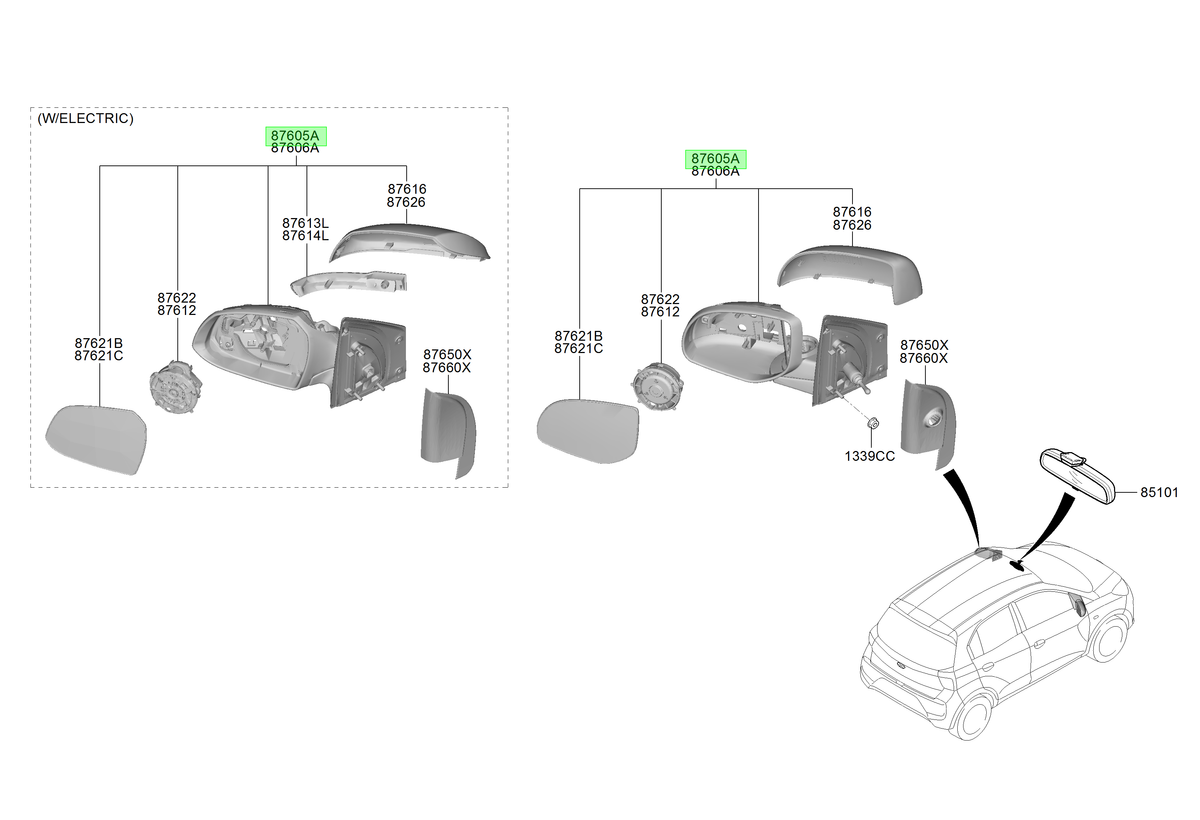 Espejo Lh Original Para Hyundai Atos 2019-2023