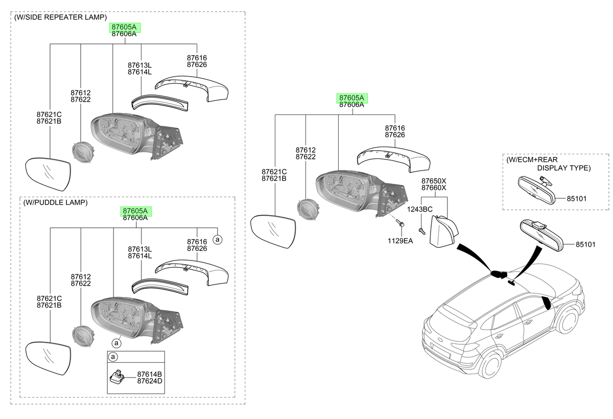 Espejo Izq. Lh Original Para Hyundai Tucson 2015-2019