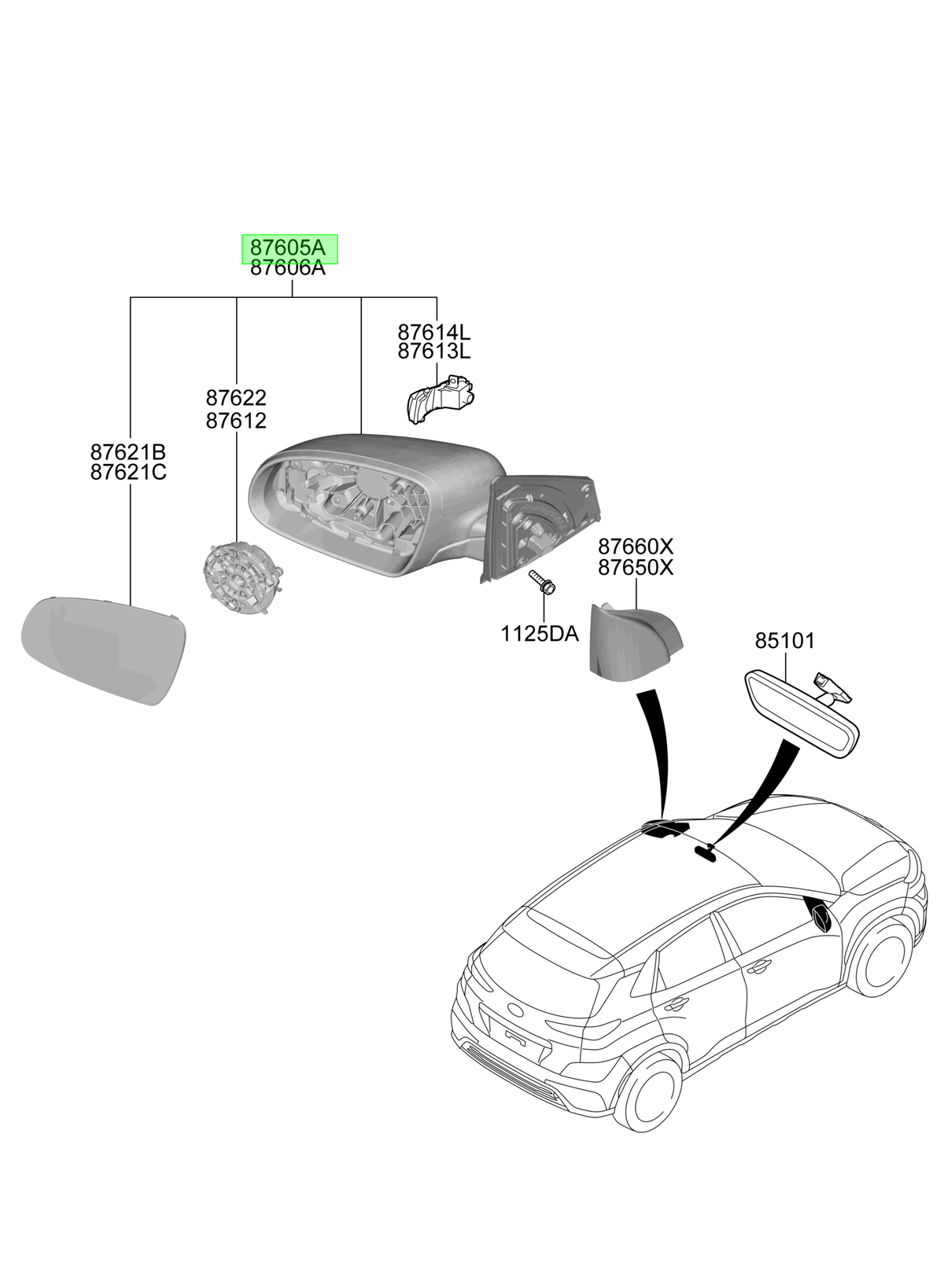 Espejo Lh Original Para Hyundai Kona 2020-2024