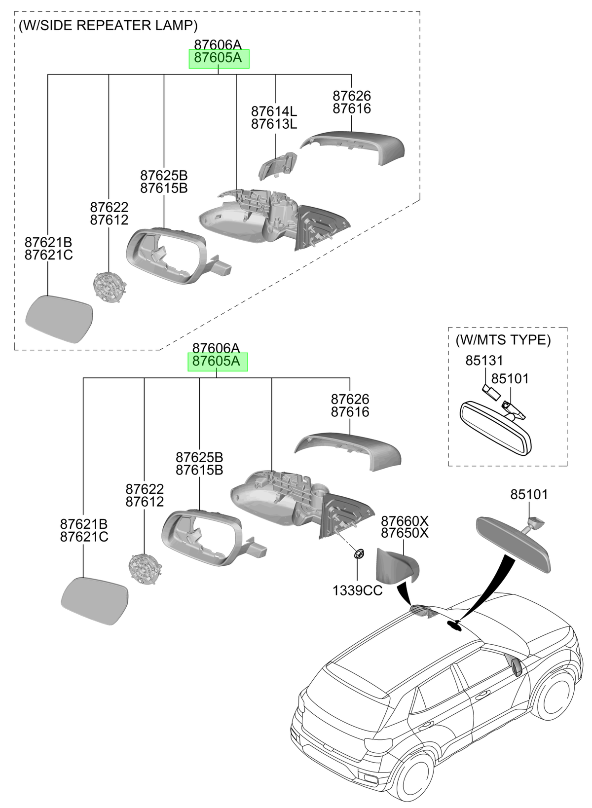 Espejo Ext. Izq. Lh Original Para Hyundai Venue 2019-2025