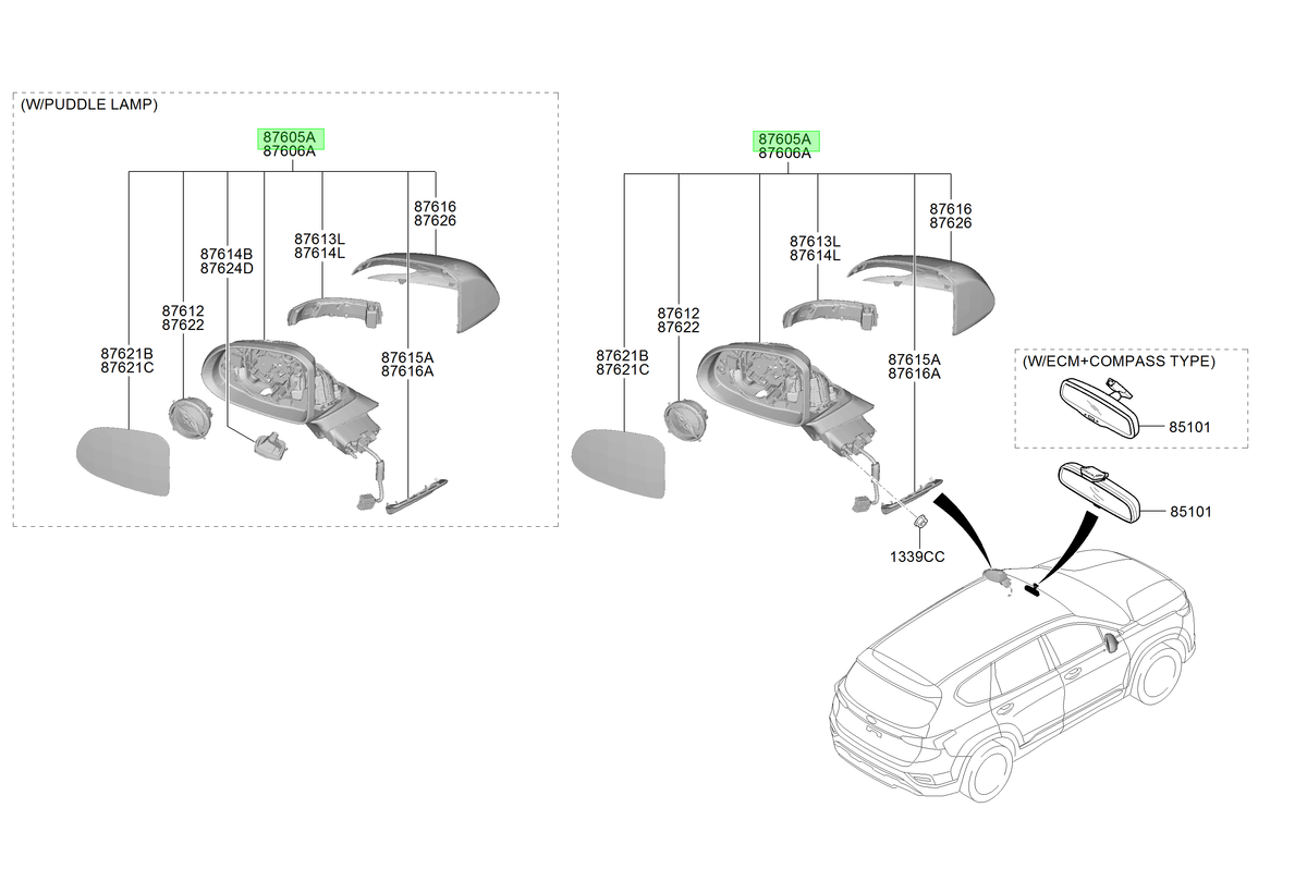 Espejo Extrior Lh Orig. Para Hyundai Santa Fe Desde 2018