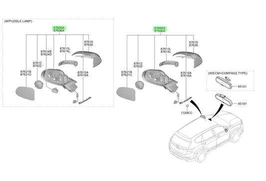 Espejo Extrior Lh Orig. Para Hyundai Santa Fe Desde 2018