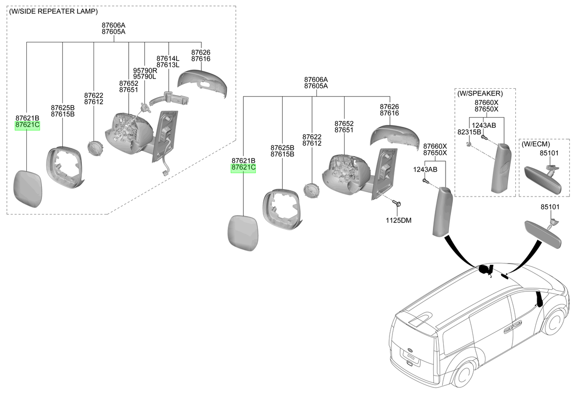 Luneta Espejo Izq. Lh Original Para Hyundai Staria 2021-2025