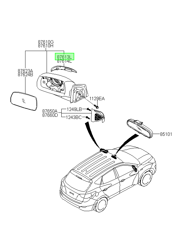 Espejo Izq. Original Para Hyundai Tucson 2009-2016