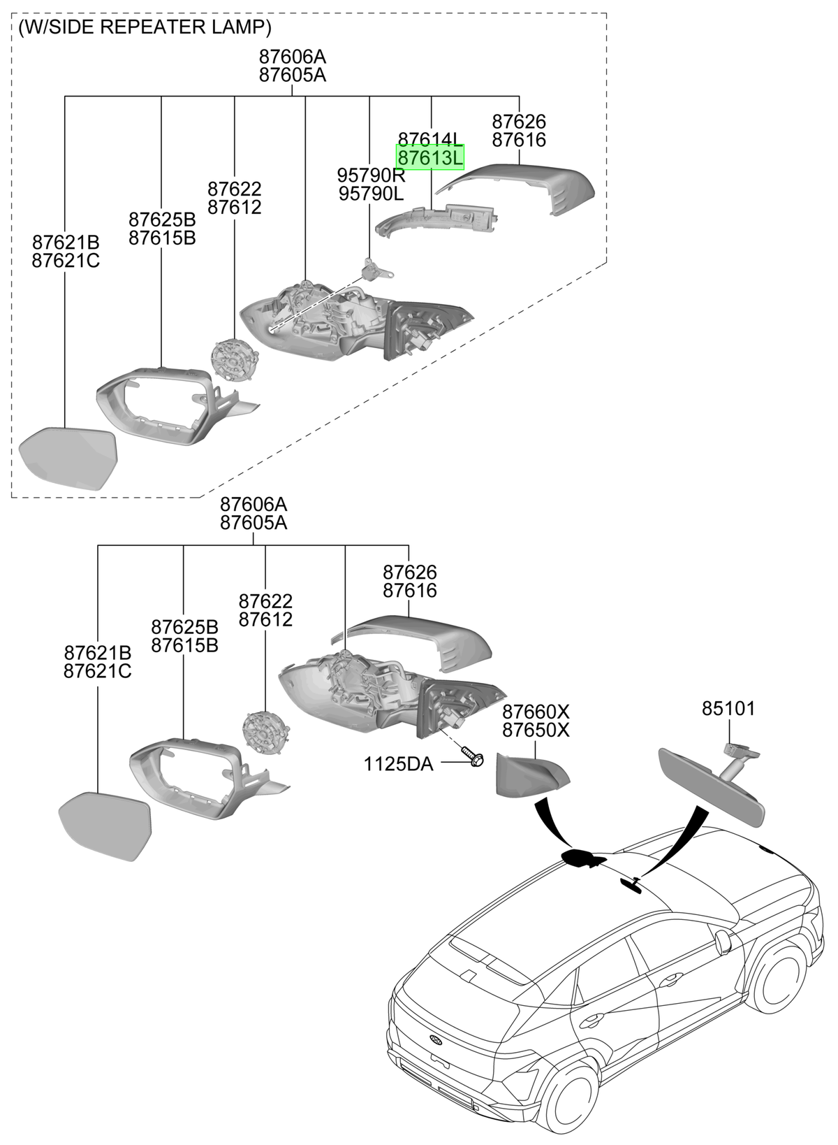 Espejo Izq. Original Para Hyundai Kona 2023-2025