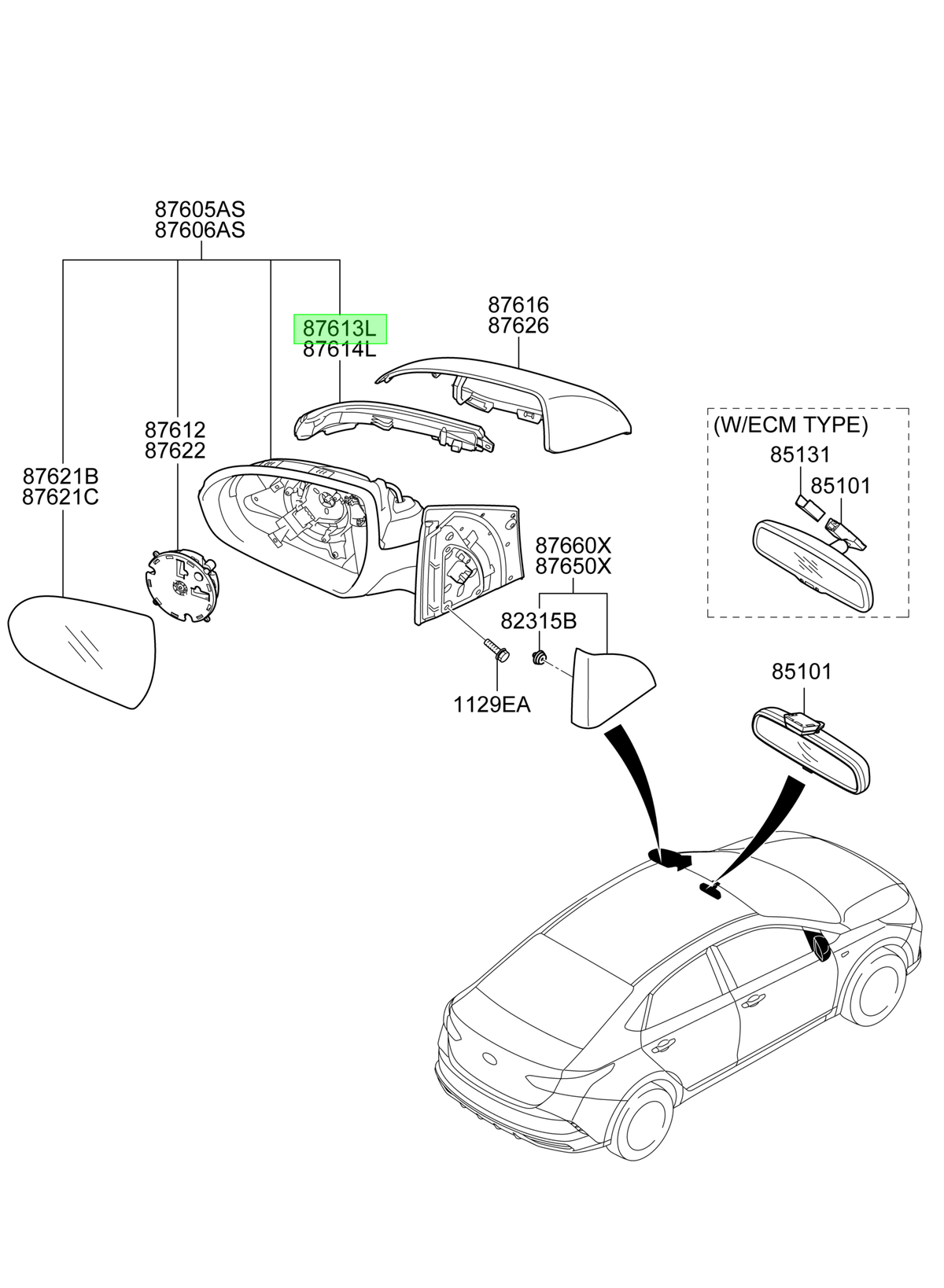 Espejo Izq. Original Para Hyundai Accent 2017-2024