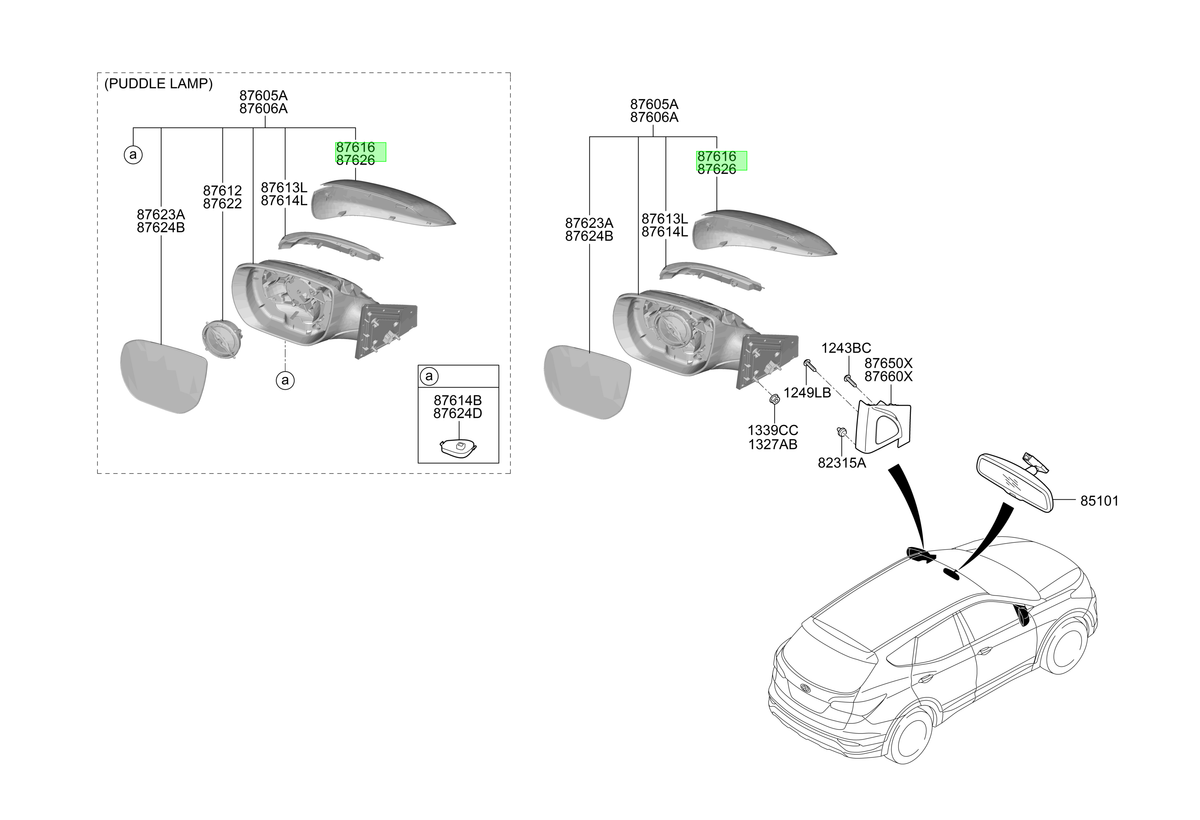Espejo Izq. Lh Original Para Hyundai Santa Fe 2012-2017