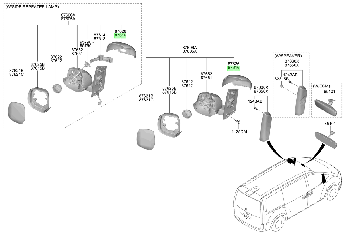 Tapa Espejo Izq. Lh Original Para Hyundai Staria 2021-2025