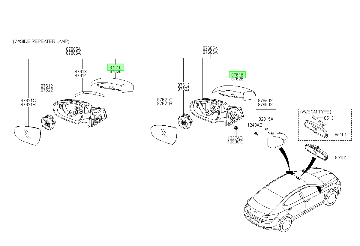 Espejo Izq. Lh Original Para Hyundai Elantra 2015-2020