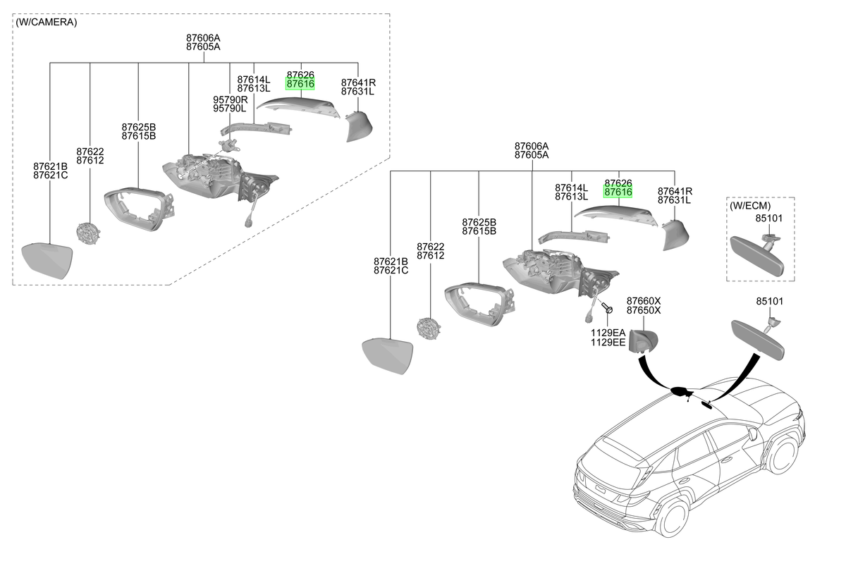 Espejo Rh Original Para Hyundai Tucson 2021-2025