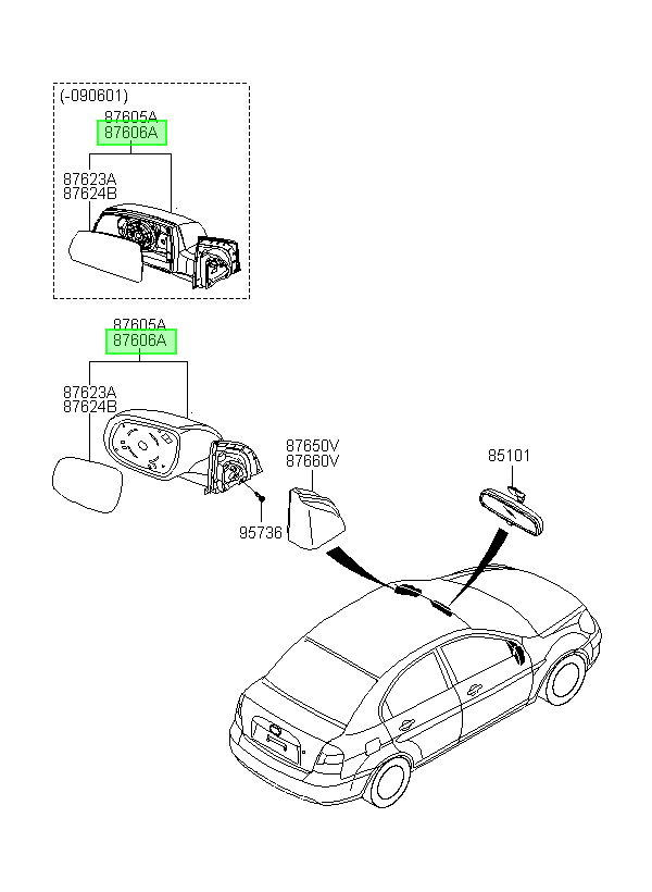 Espejo Manual Rh Orig. Para Hyundai Accent 2007-2010