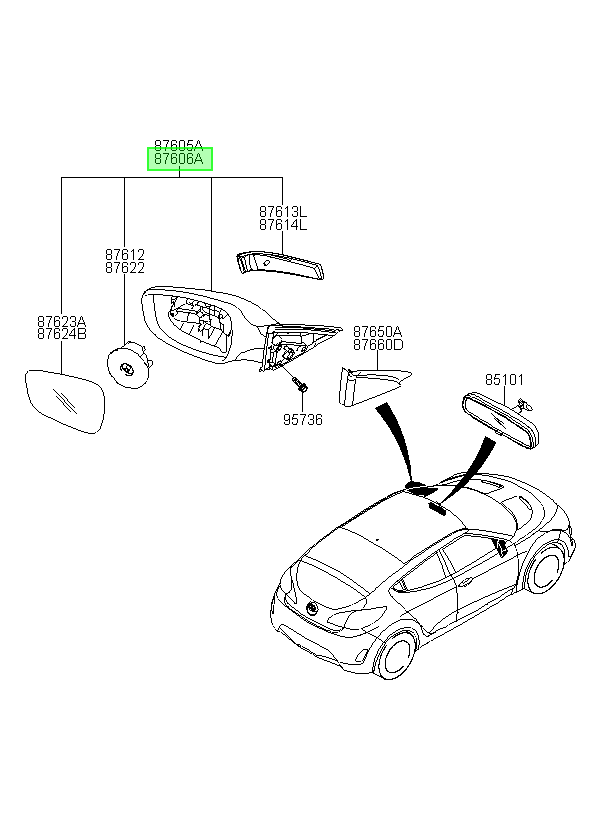 Espejo Rh Original Para Hyundai Veloster 2011-2018
